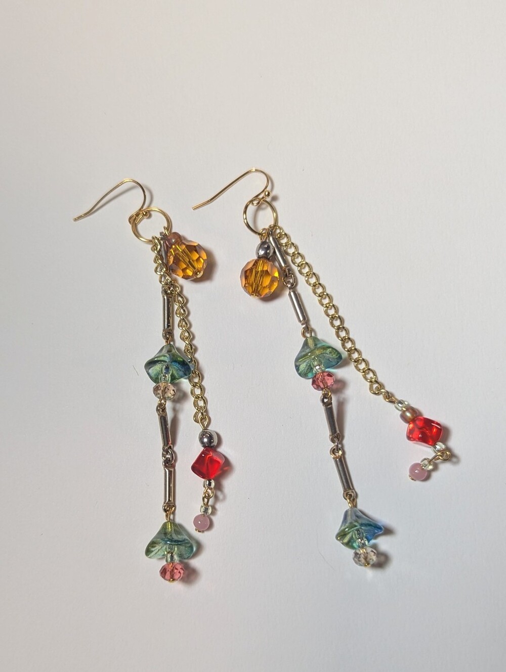 Gold-Tone Multi-Color Dangle Earrings - Boutique Jewelry